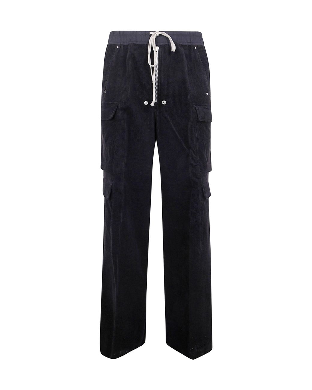 Rick Owens Blue Bella Zip-Fly Drawstring Cargo Trousers for men