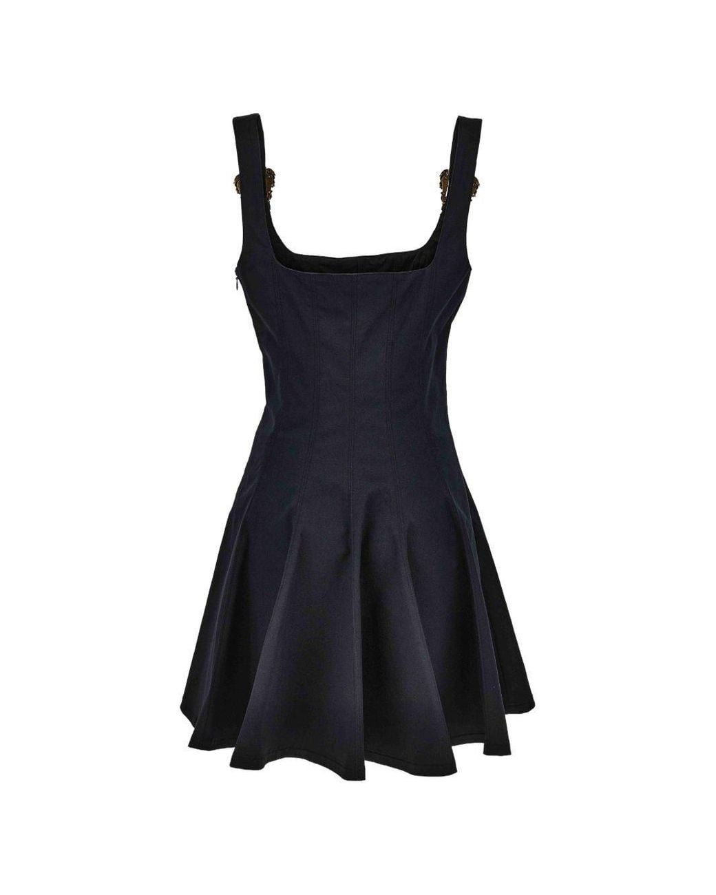 Versace Jeans Blue Couture Pleated Buckle-Strap Dress