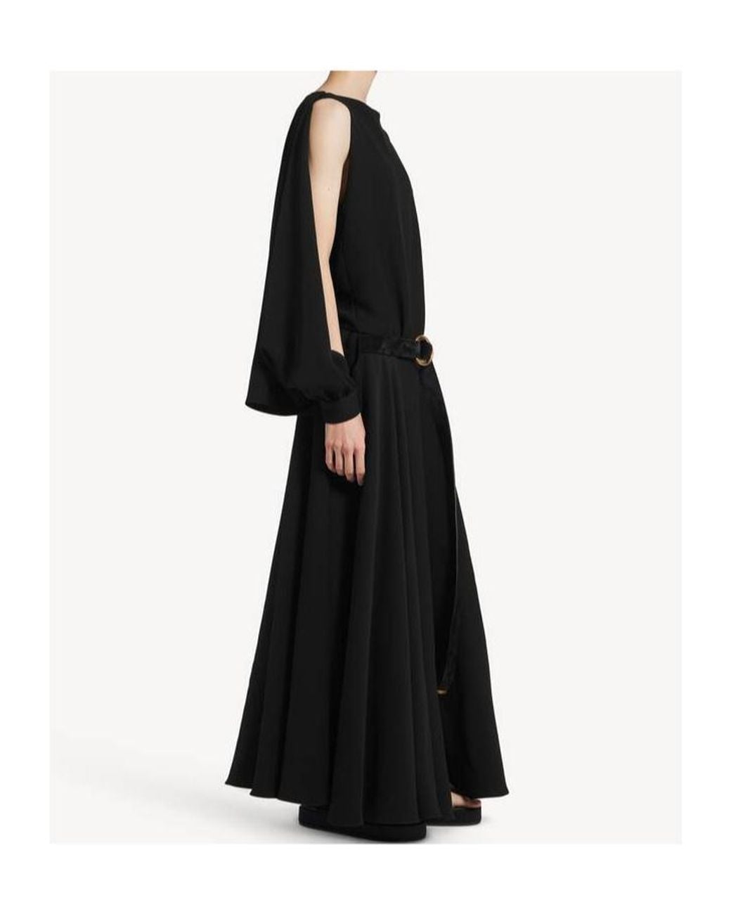 Balenciaga Black Silk-Wool Balloon Maxi Dress