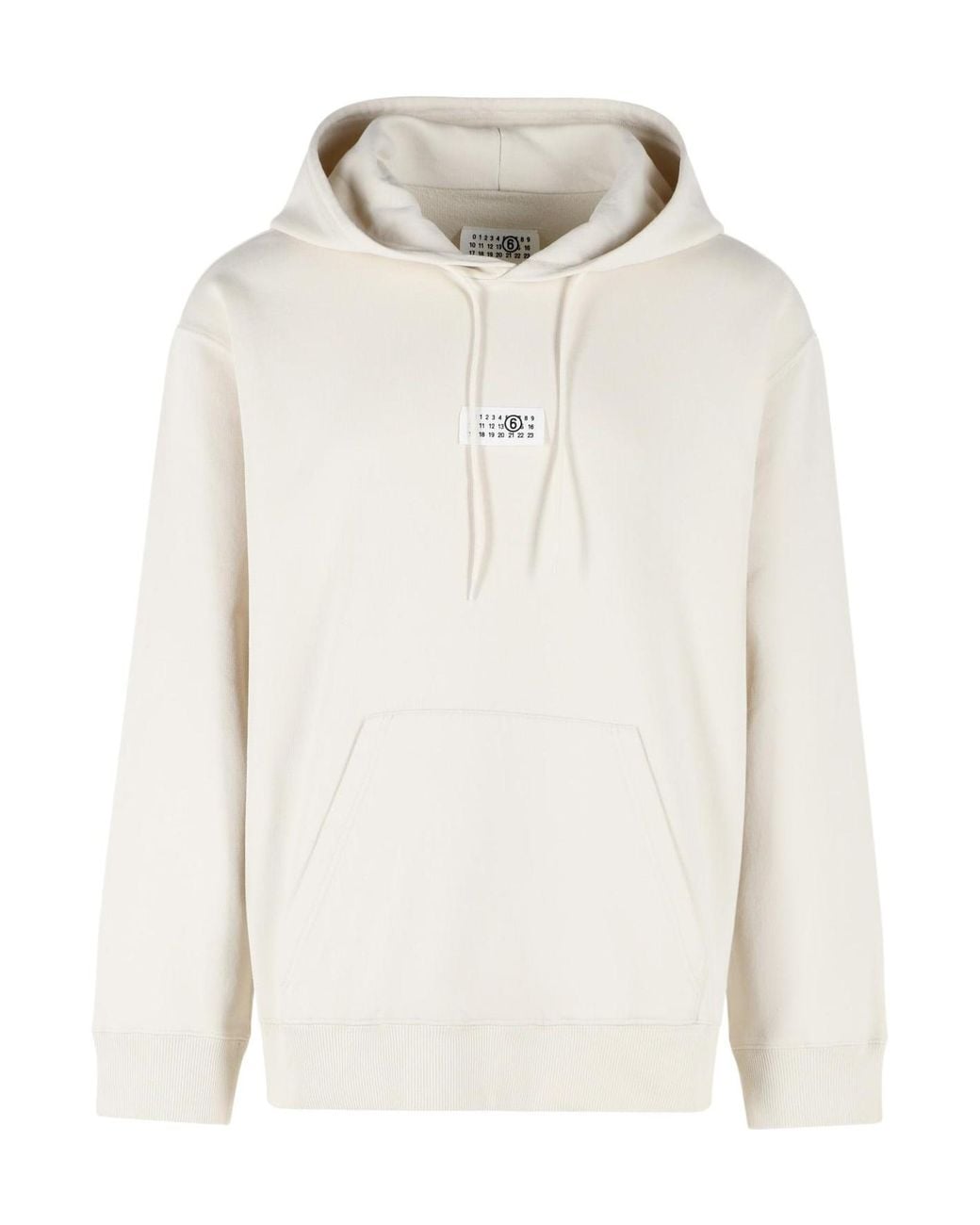 MM6 by Maison Margiela White Logo-Patch Drawstring Hoodie for men