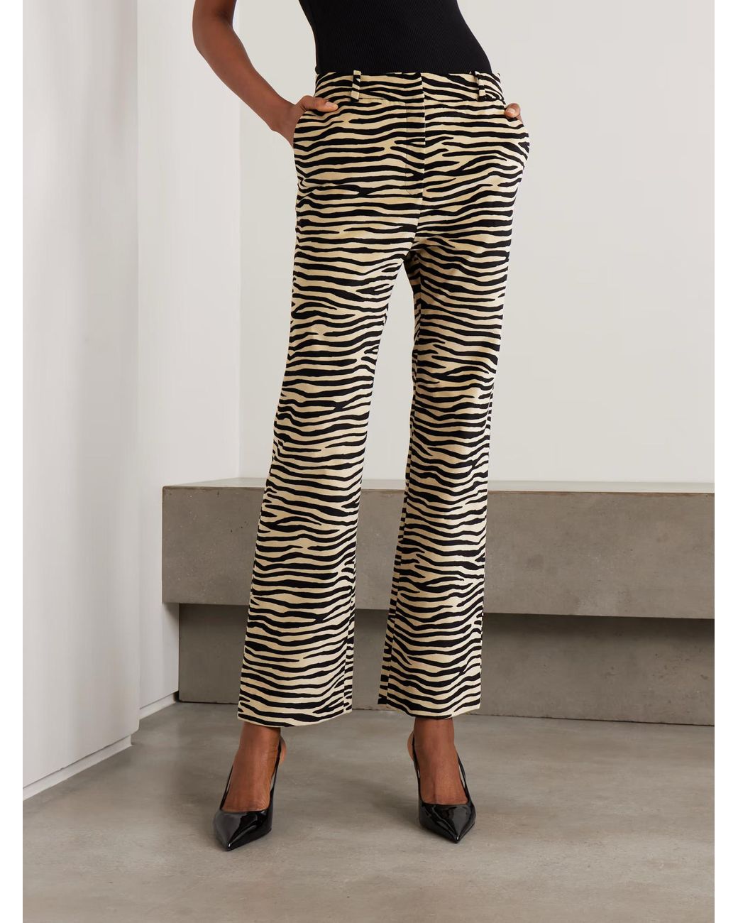 Rabanne Gray Zebra-Print Casual Pants