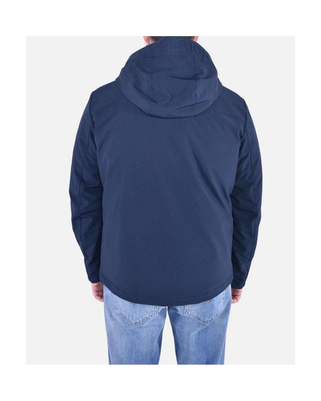 Woolrich Blue Hooded Cotton Jacket for men