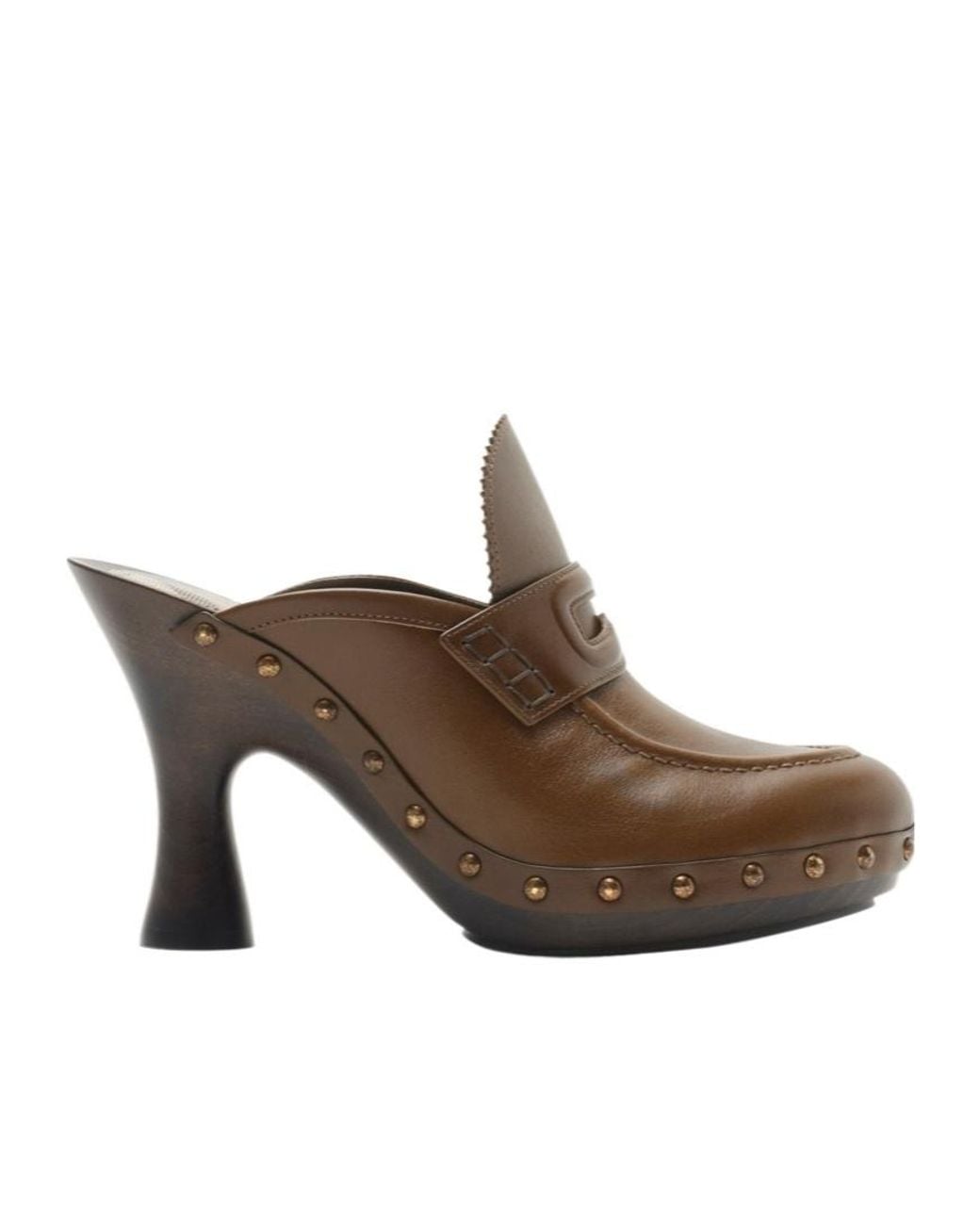 Burberry Brown Potter Stud Embellished Slip-On Mules