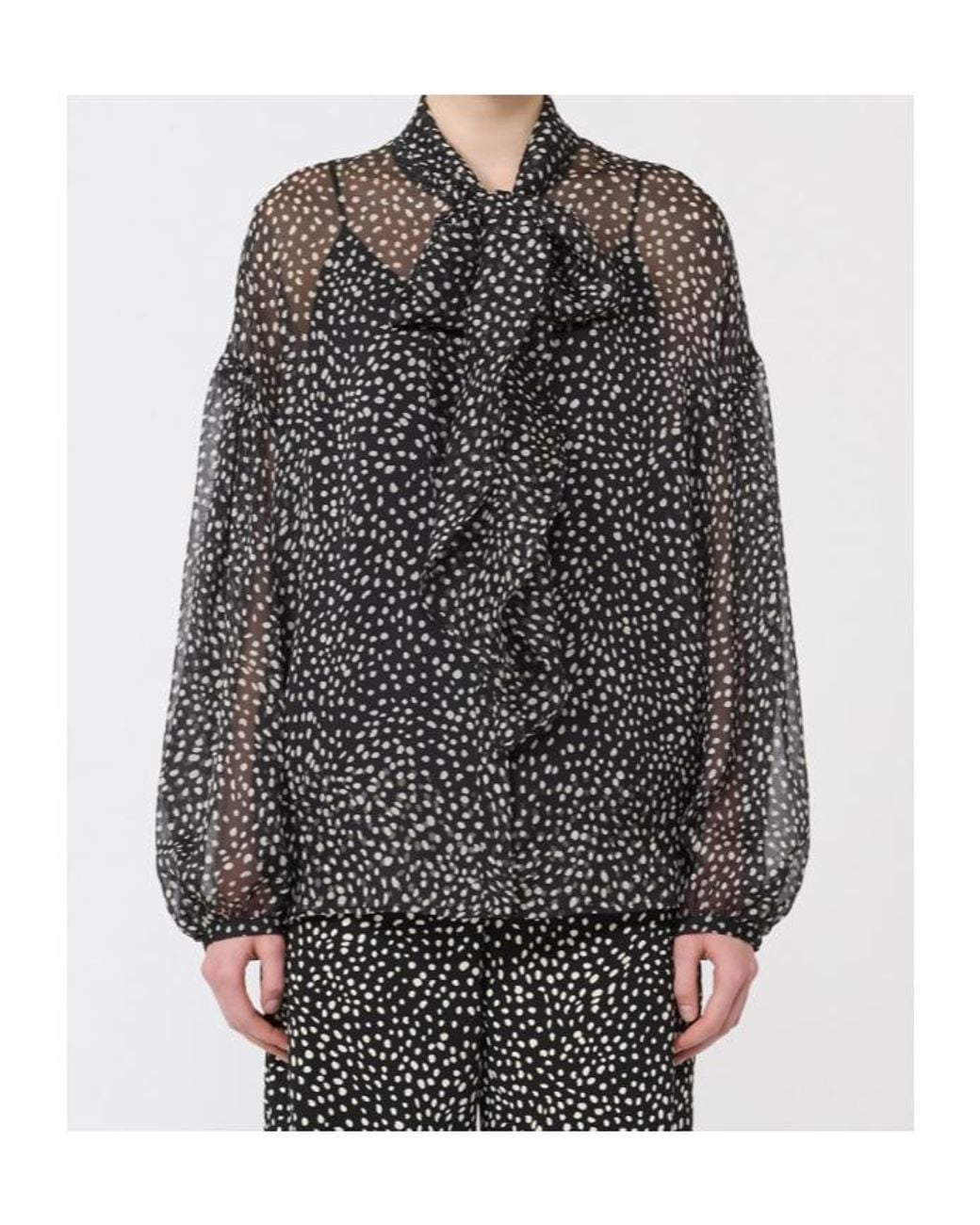 Max Mara Gray Studio Etere All-Over Printed Blouse