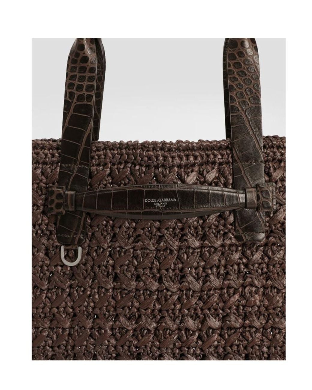 Dolce & Gabbana Brown Crochet Shopping Bag for men