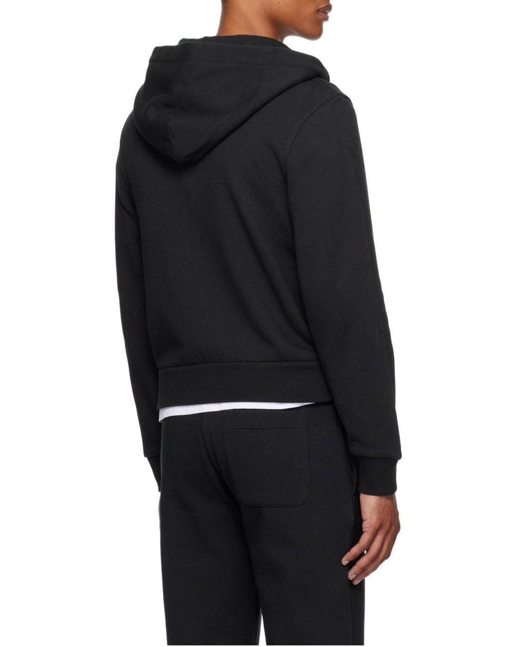 Moncler Black Logo Patch Zipped Hoodie for men