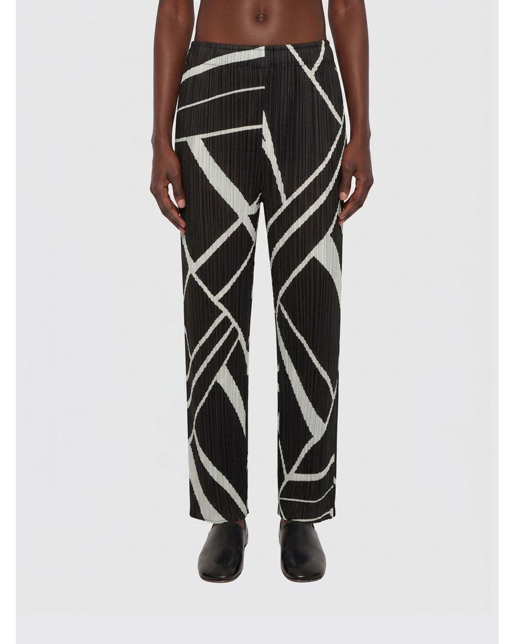 Pleats Please Issey Miyake Gray Fold Line Pleated Pants