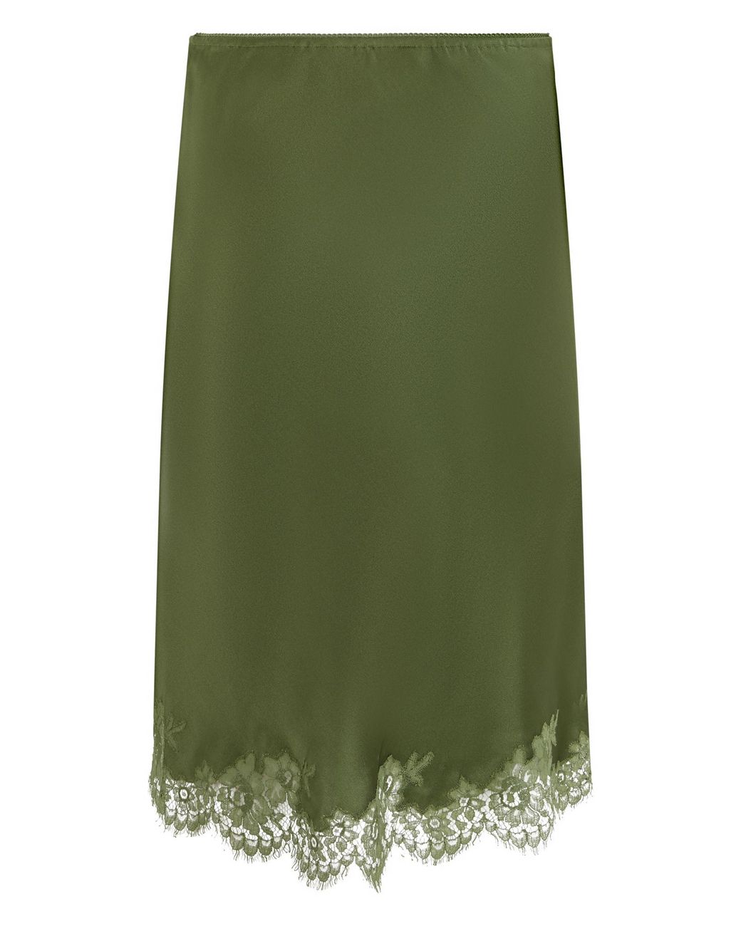 Saint Laurent Green Jupe Lace Hem Skirt