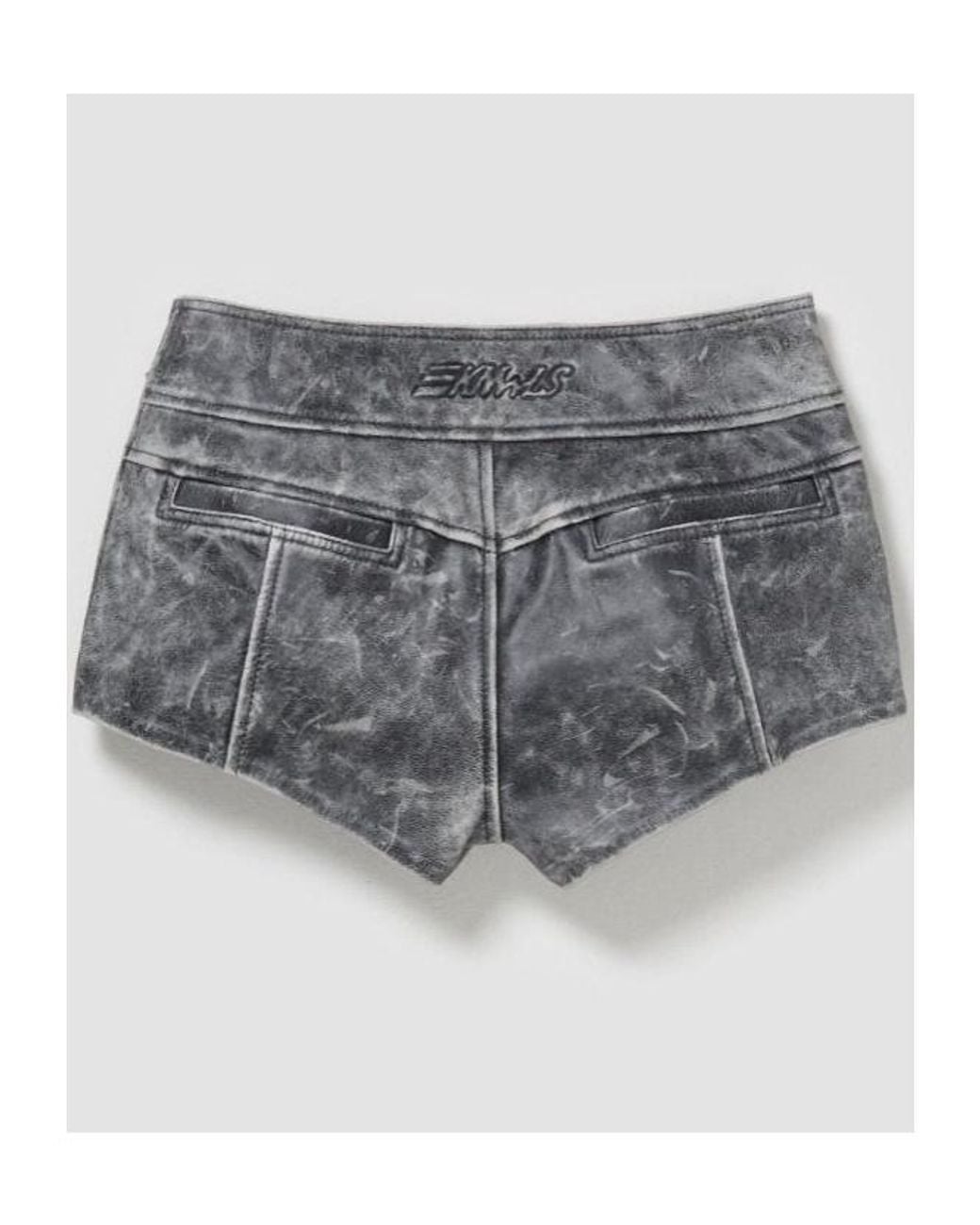 KNWLS Gray Distressed-Effect Chain-Detail Shorts