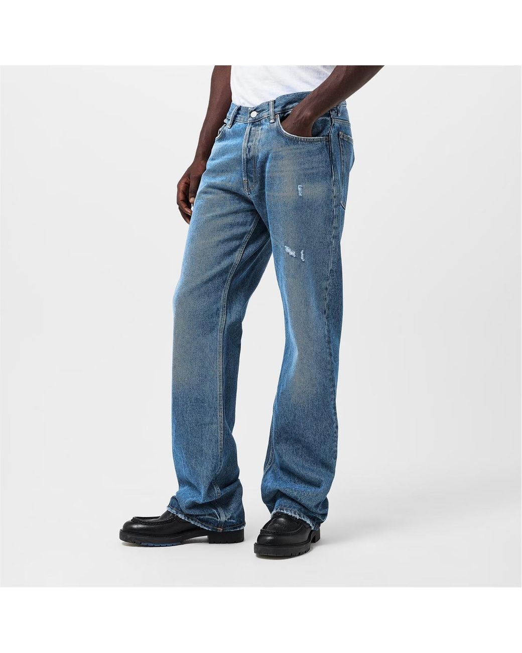 Acne Blue Distressed Detail Jeans for men