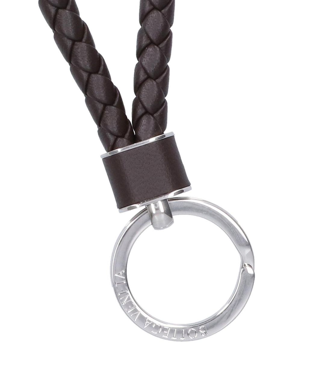 Bottega Veneta White Intreccio Key Ring for men