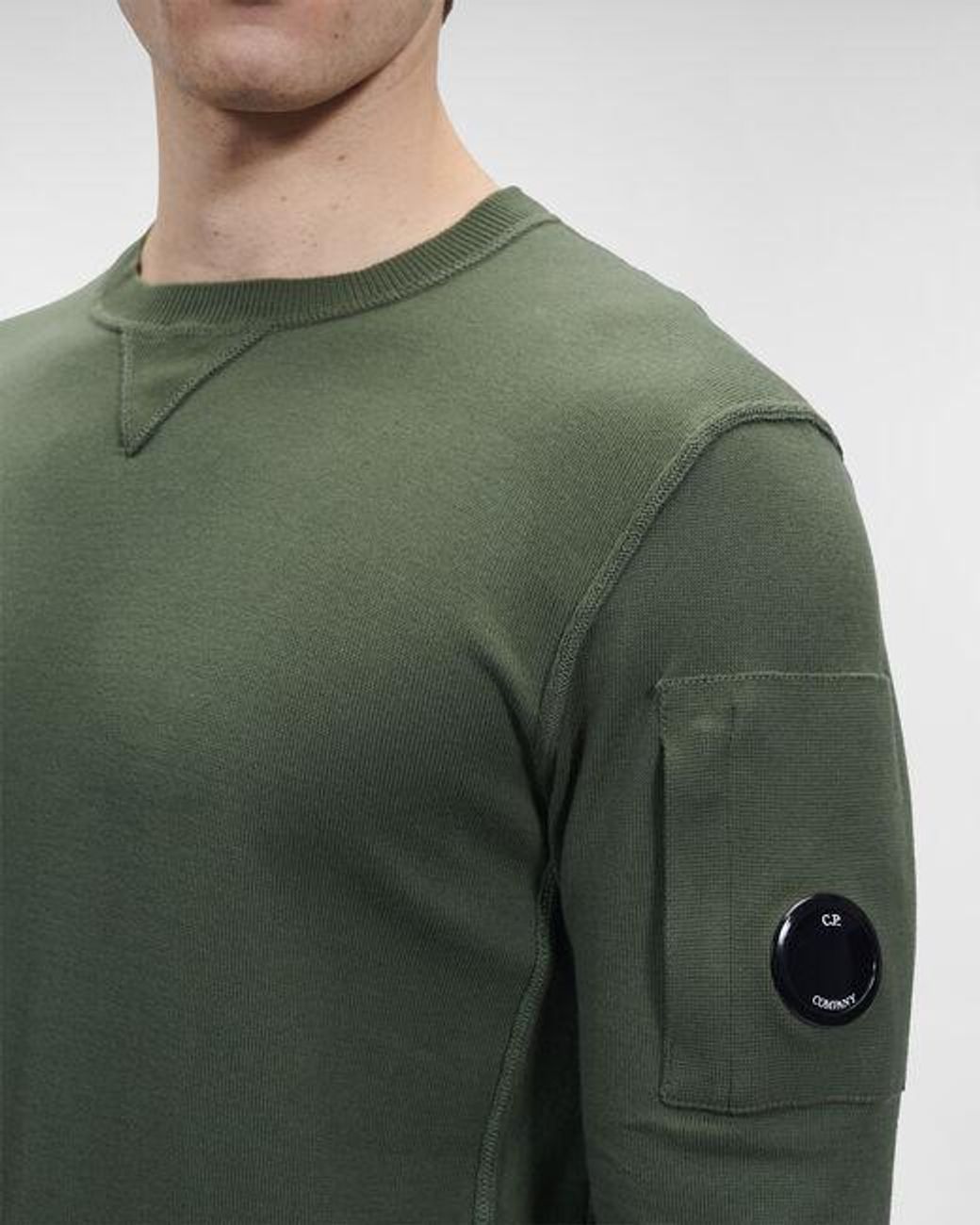 C P Company Green Logo-Patch Cotton Jumper for men