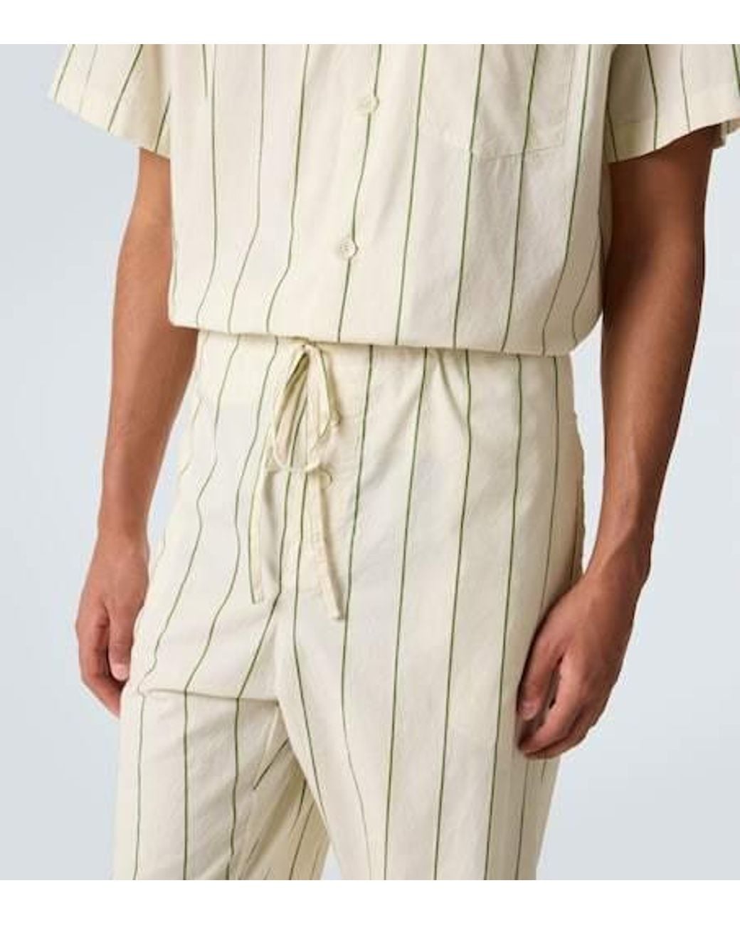 Bode Natural Celery Striped Cotton Pajama Pants for men