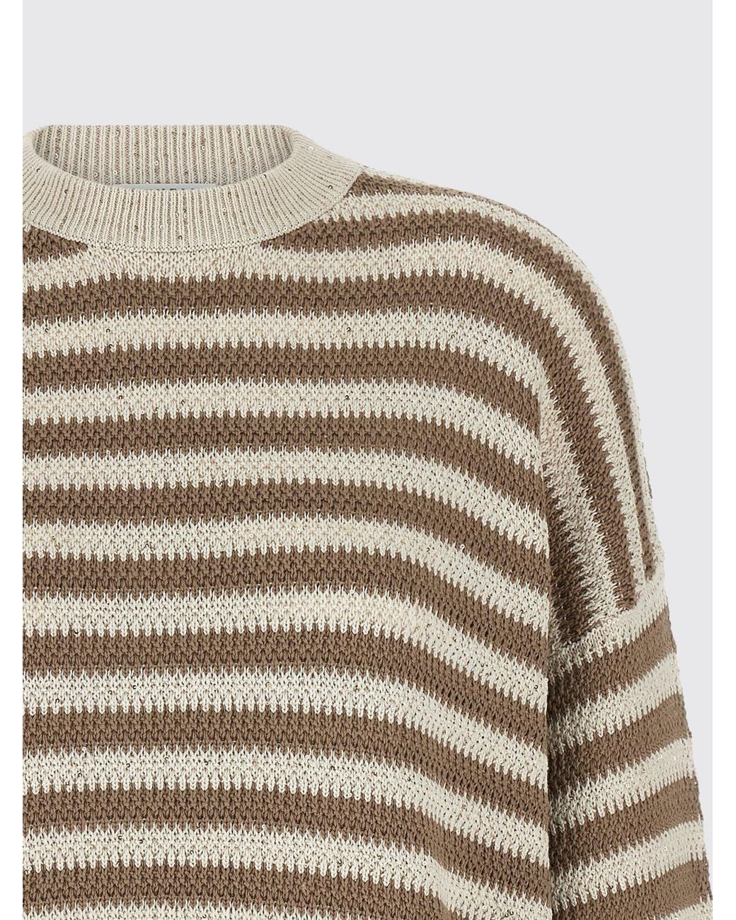 Brunello Cucinelli White Dazzling Striped Sweater
