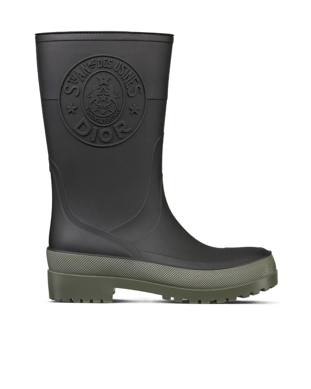 Dior Black Logo Embossed Round Toe Rain Boots
