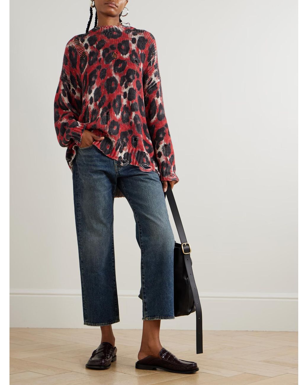R13 Red Animal Print Knitted Jumper