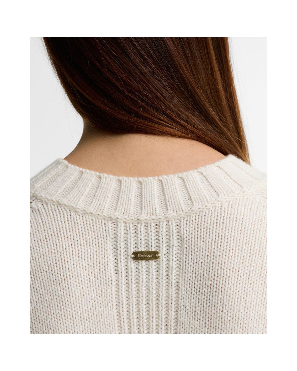 Barbour White Mock Neck Knit Jumper