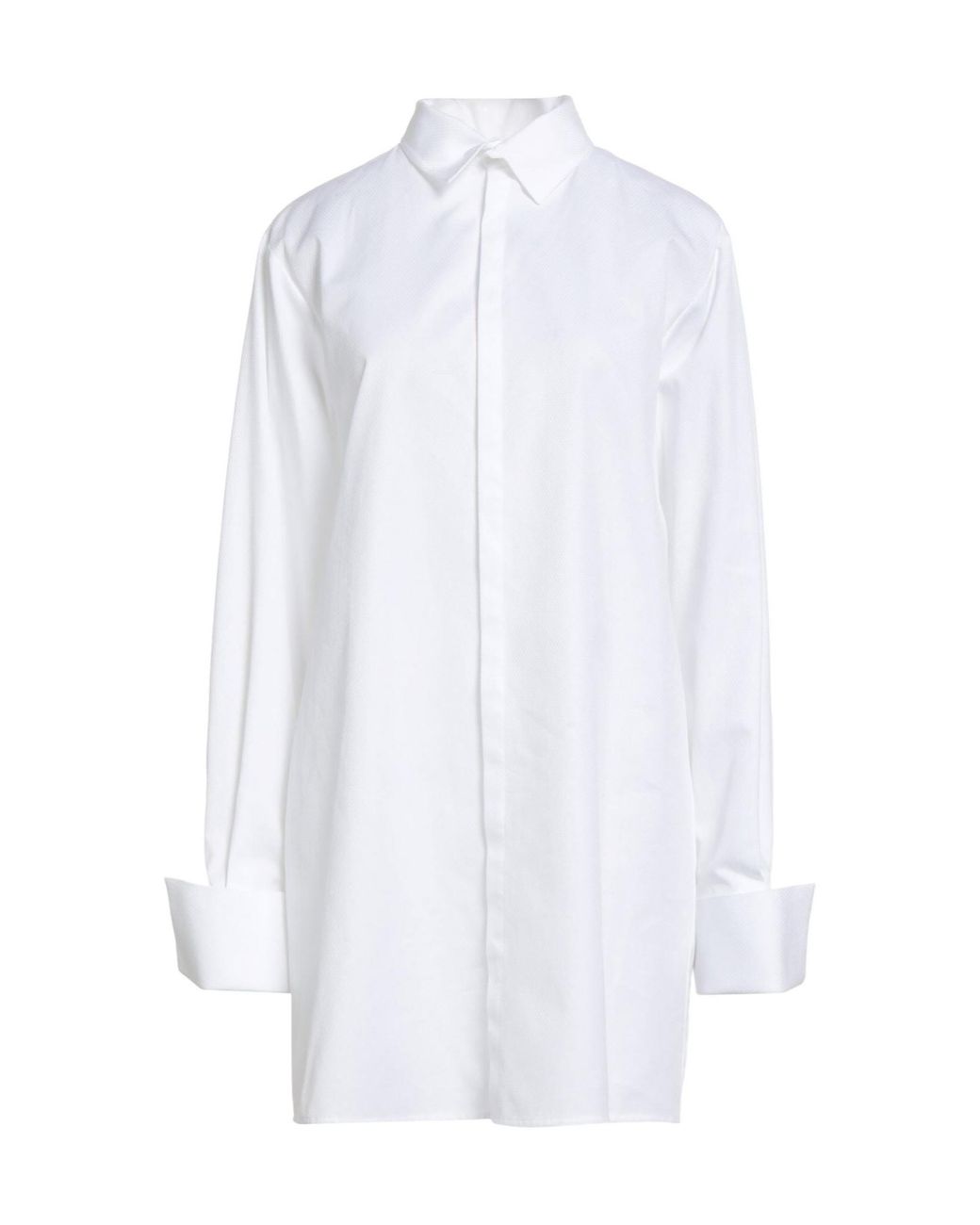 MM6 by Maison Margiela White Minimalist Jacquard Long Shirt