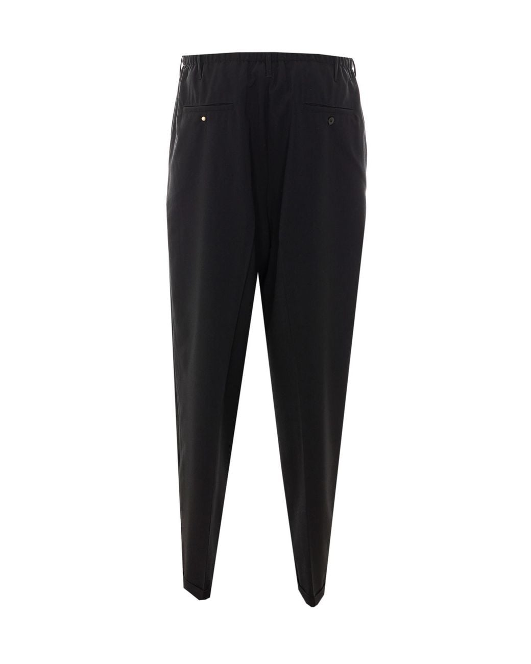 Magliano Black Pleated Elasticated-Waistband Trousers for men
