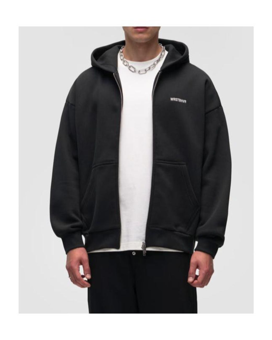 WRSTBHVR Black Zip-Up Hoodie for men
