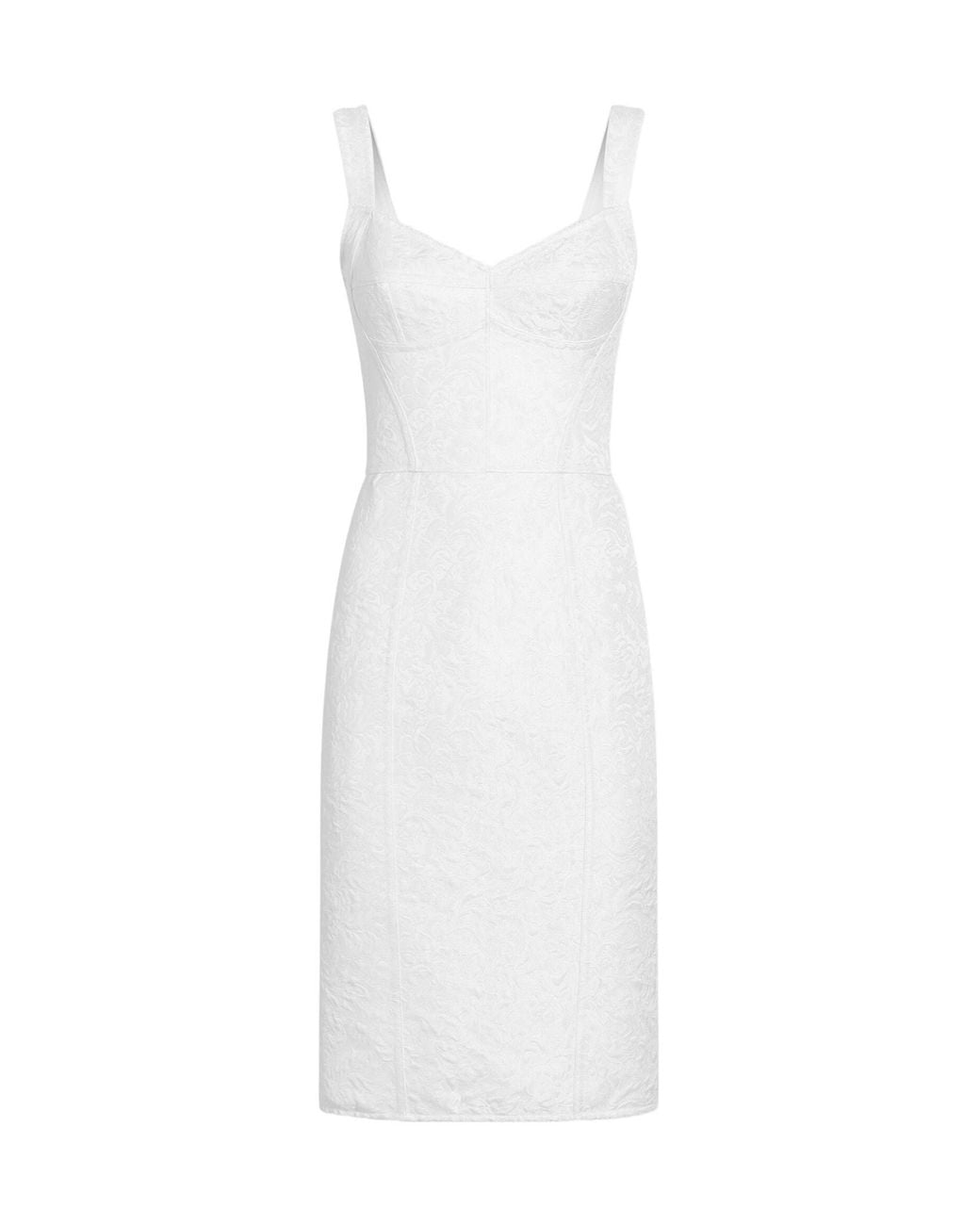 Dolce & Gabbana White Corsetry Brocade Dress