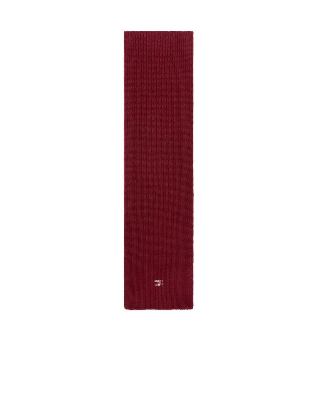 Céline Red Ribbed Cashmere Scarf