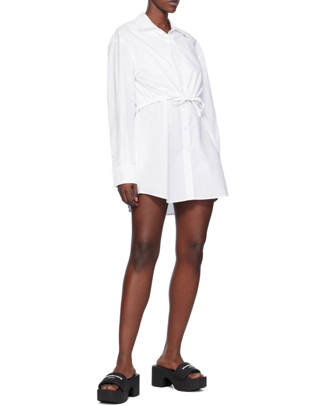 T By Alexander Wang White Layered Mini Shirtdress