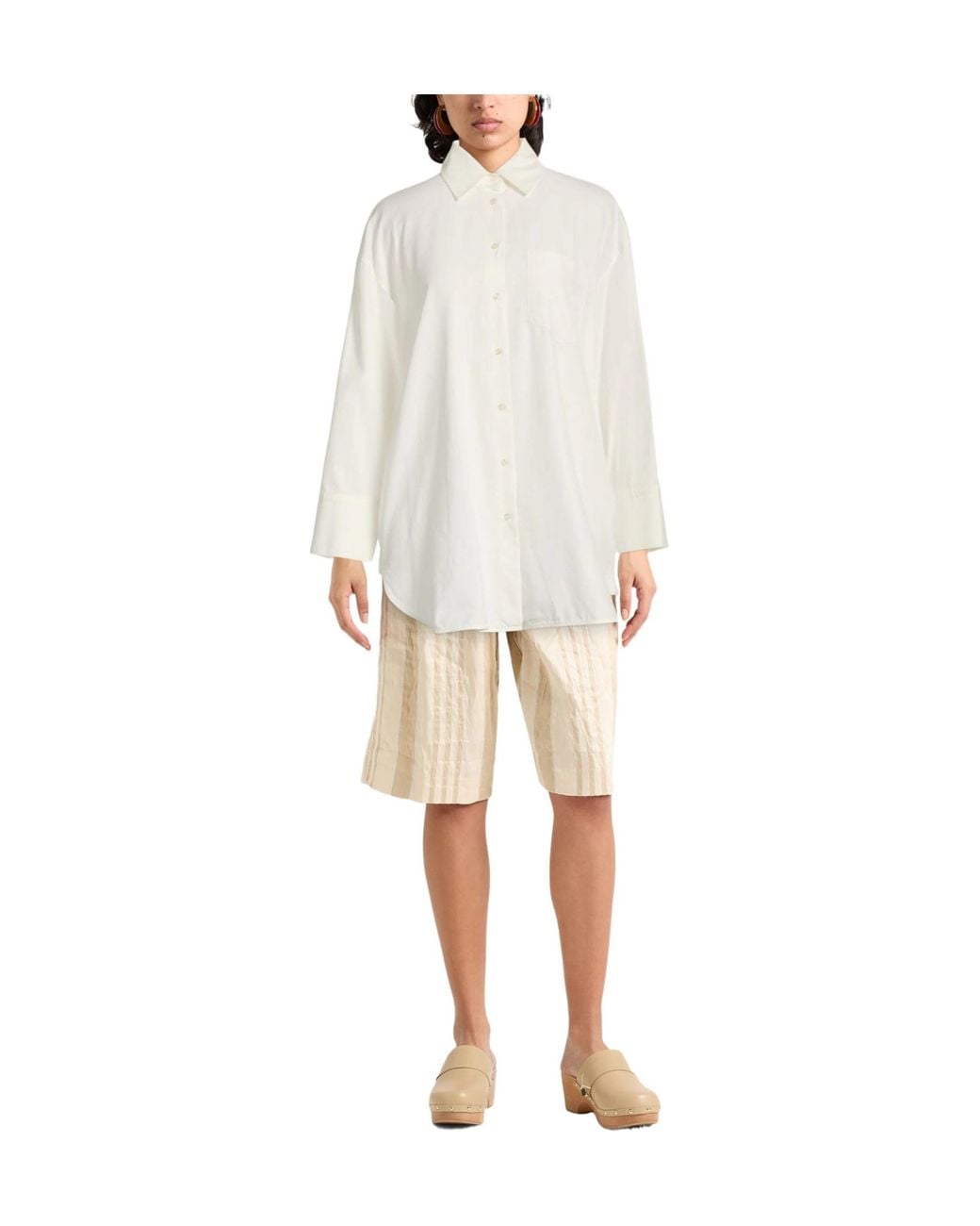 Weekend by Maxmara White Solid-Color Long-Sleeved Shirt