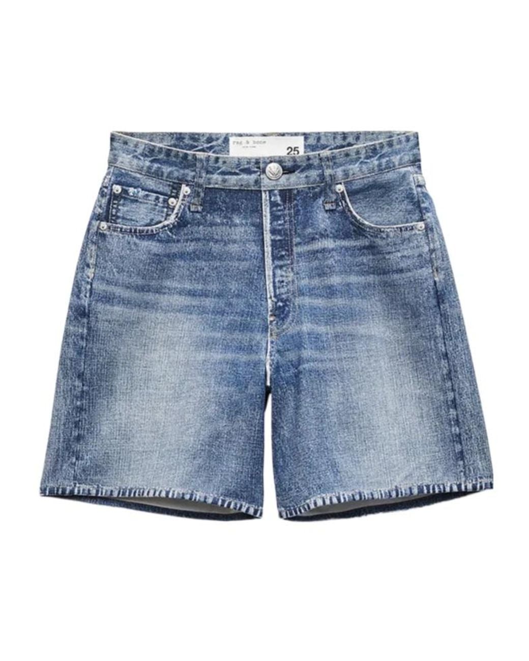Rag & Bone Blue Denim Shorts With Belt Loops