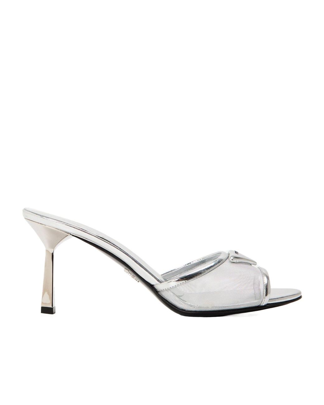 Prada White Mule Heeled Sandals
