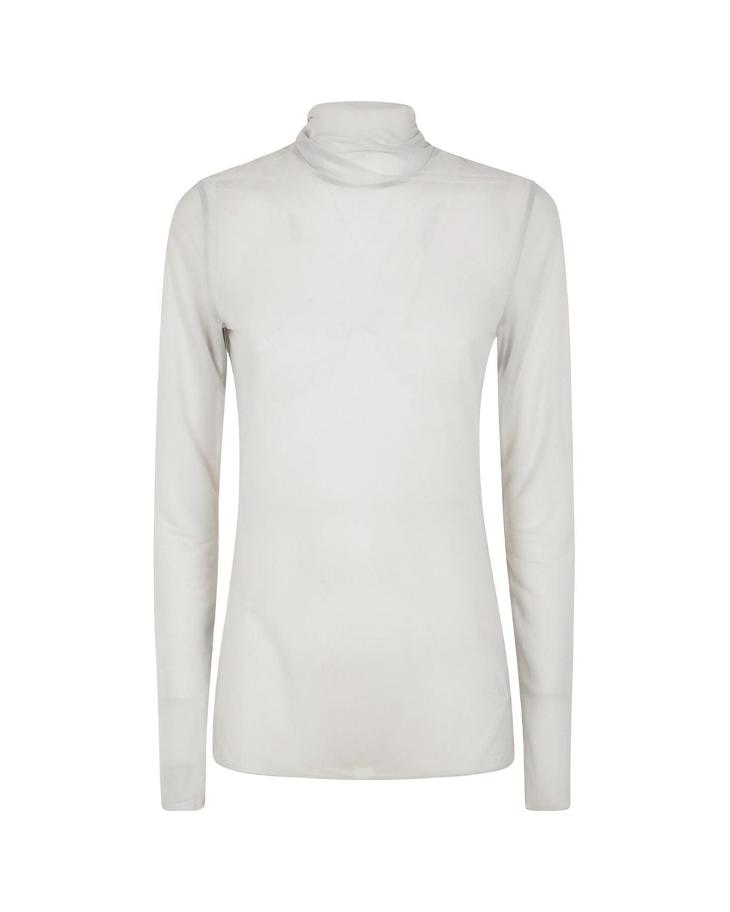 Yohji Yamamoto White Long-Sleeved Turtleneck Top