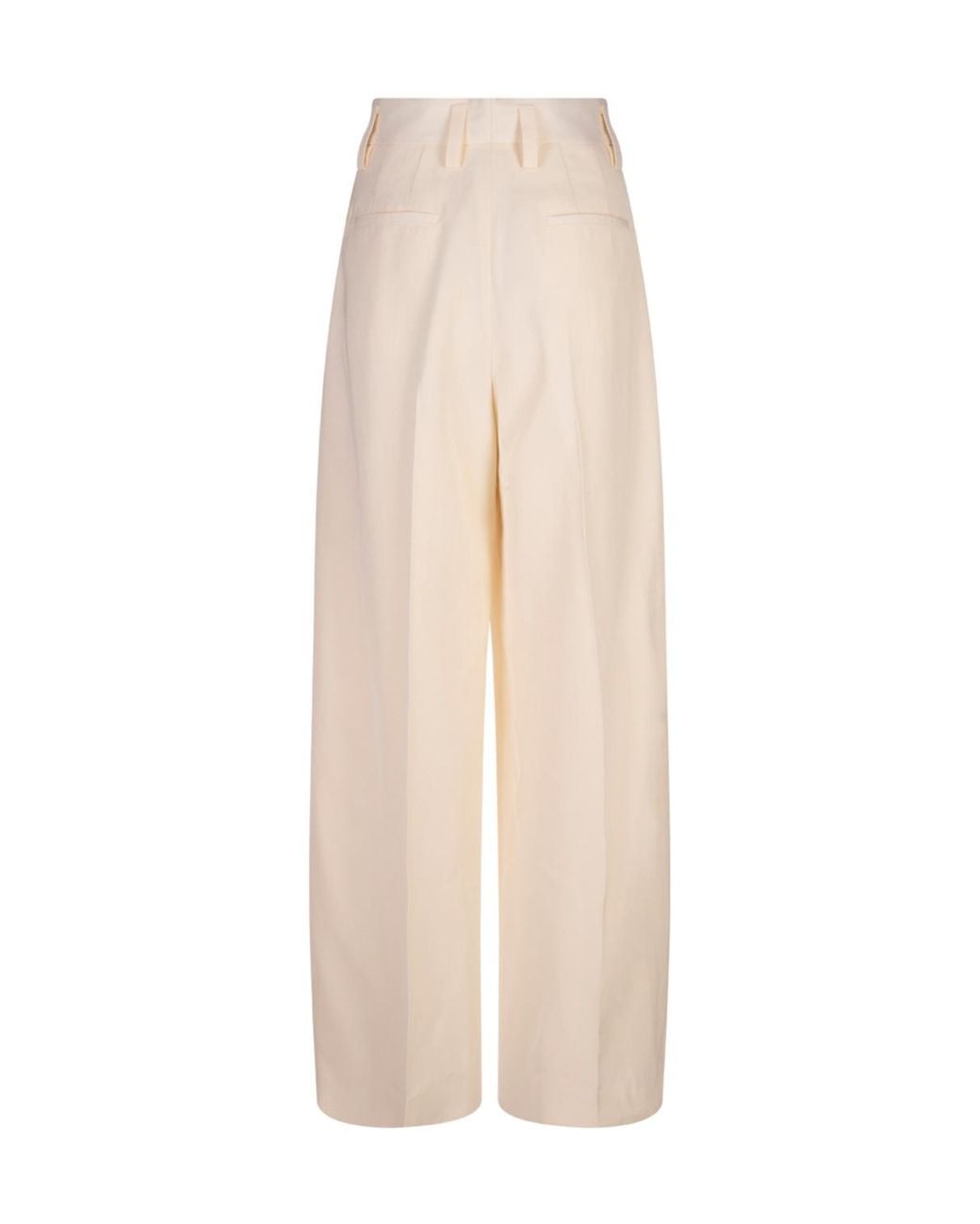 Jil Sander Natural Pleated Wide-Leg Trousers