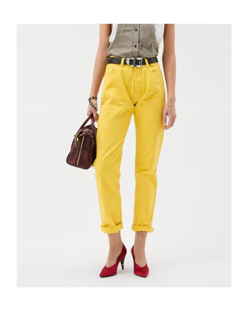 Versace Yellow Buttoned Jeans