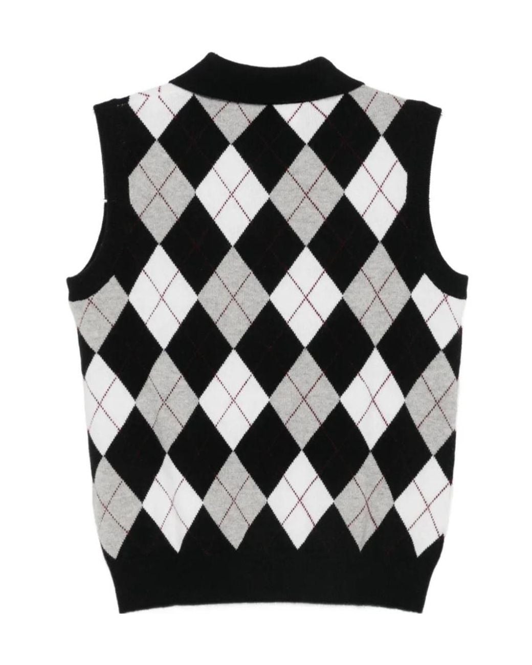 Lisa Yang Black Polo Collar Knitted Vest