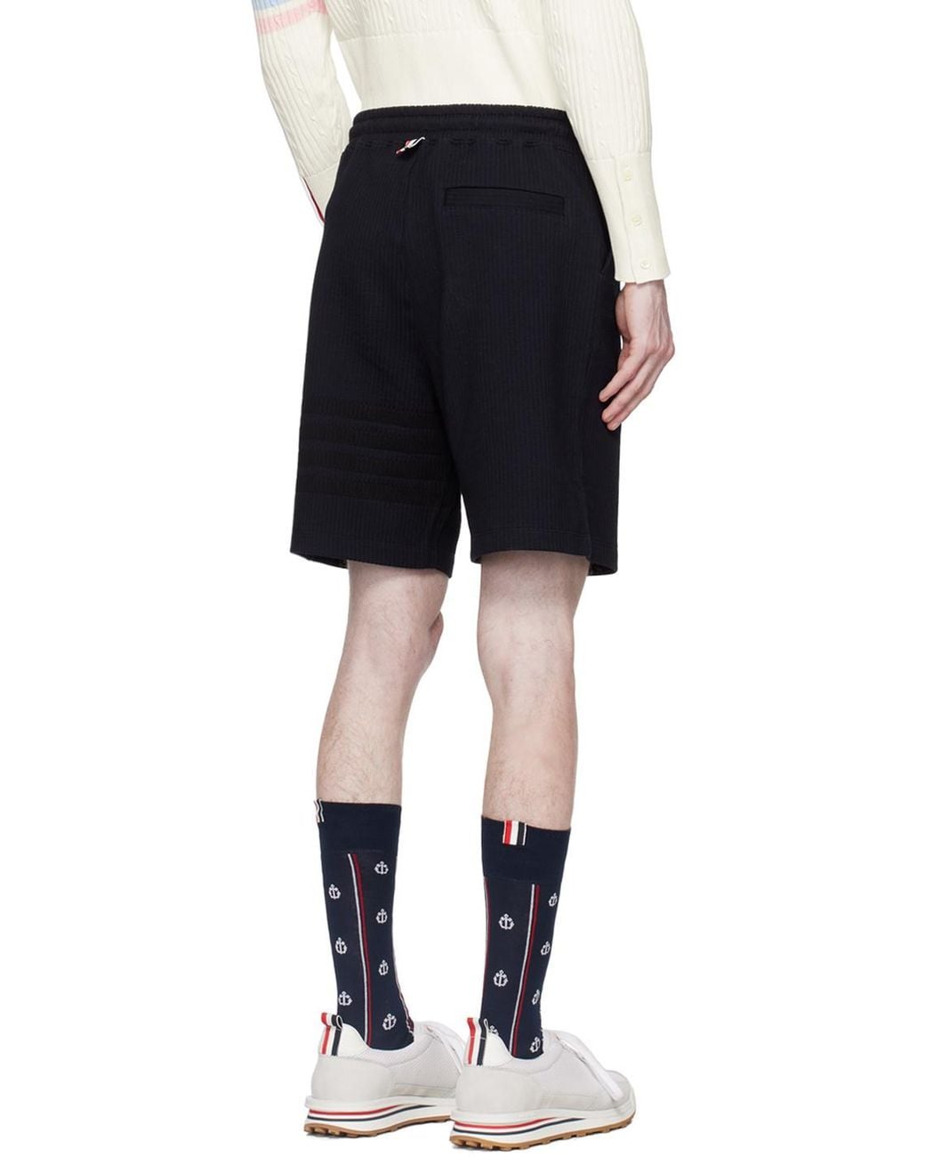 Thom Browne Black 4-Bar Stripe Track Shorts for men