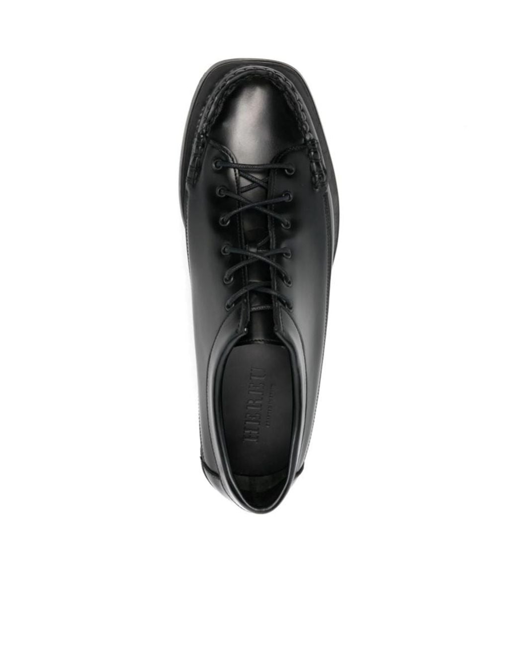 Hereu Black Lace-Up Derby Shoes for men