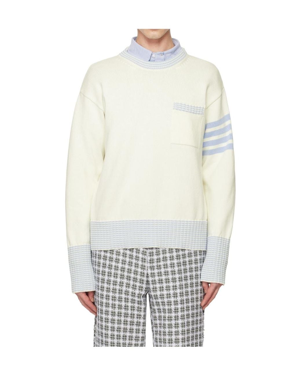 Thom Browne White Hector Round Neck Sweater for men