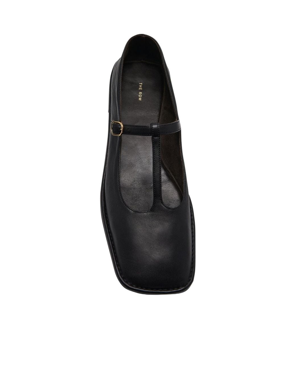 The Row Square T-Strap Flat Shoes in Black | Lyst