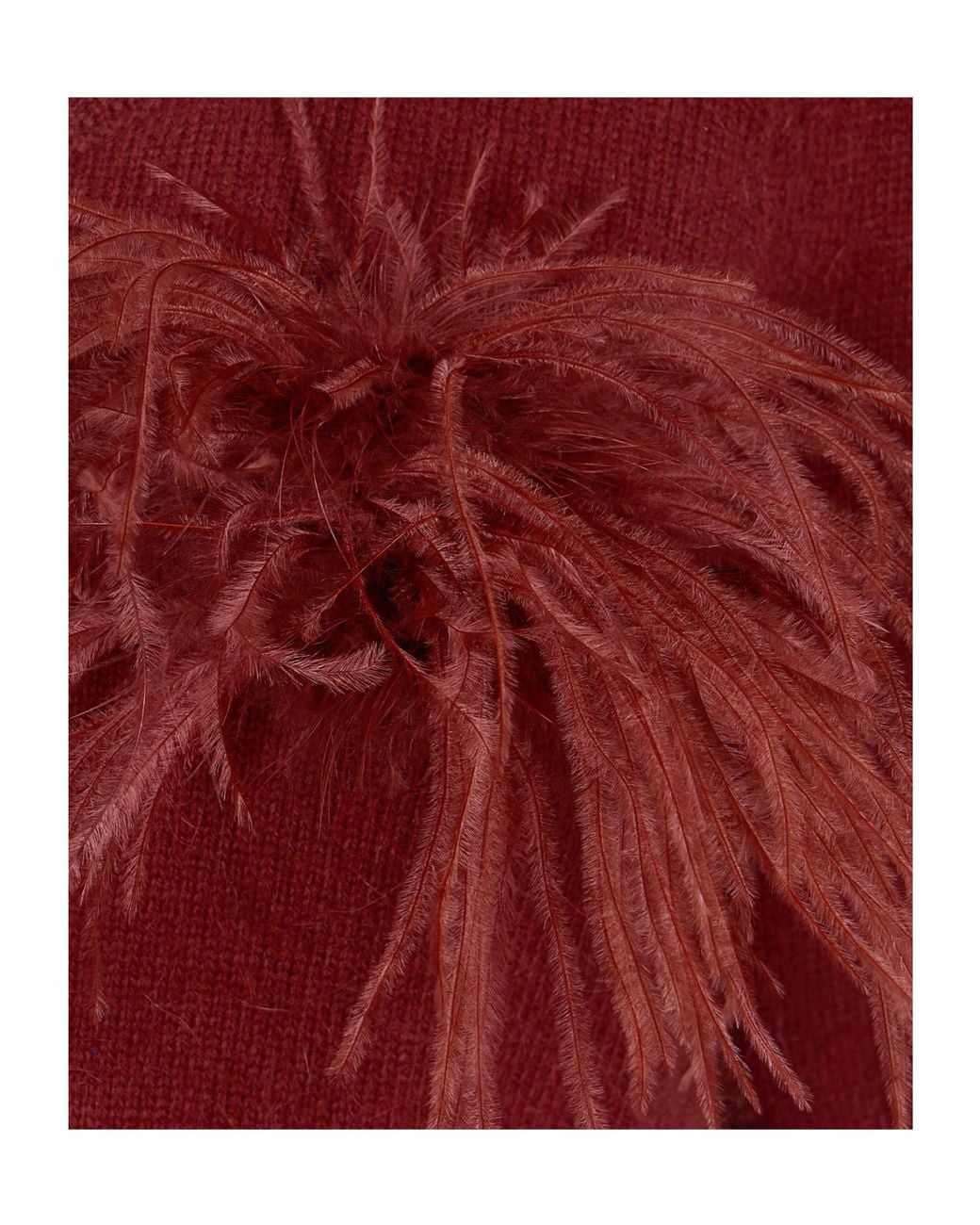 Twinset Red Feather-Trim Knitted Sweater