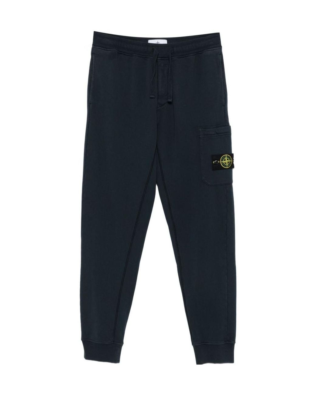 Stone Island Blue Logo Patch Drawstring Trousers for men