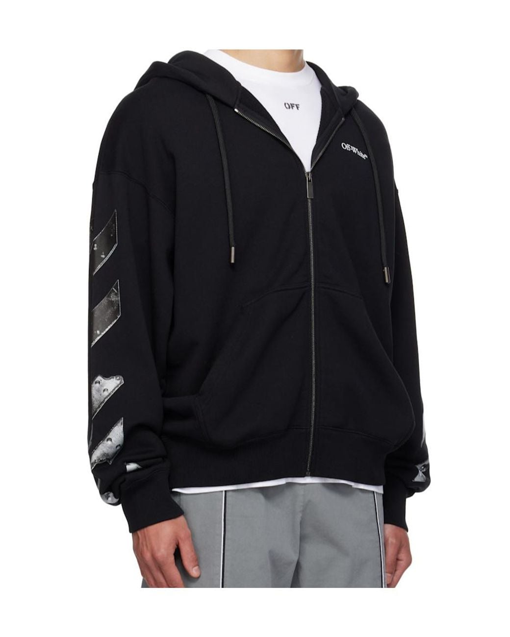 Off-White c/o Virgil Abloh Black Metal-Arrow Zip-Up Hoodie for men