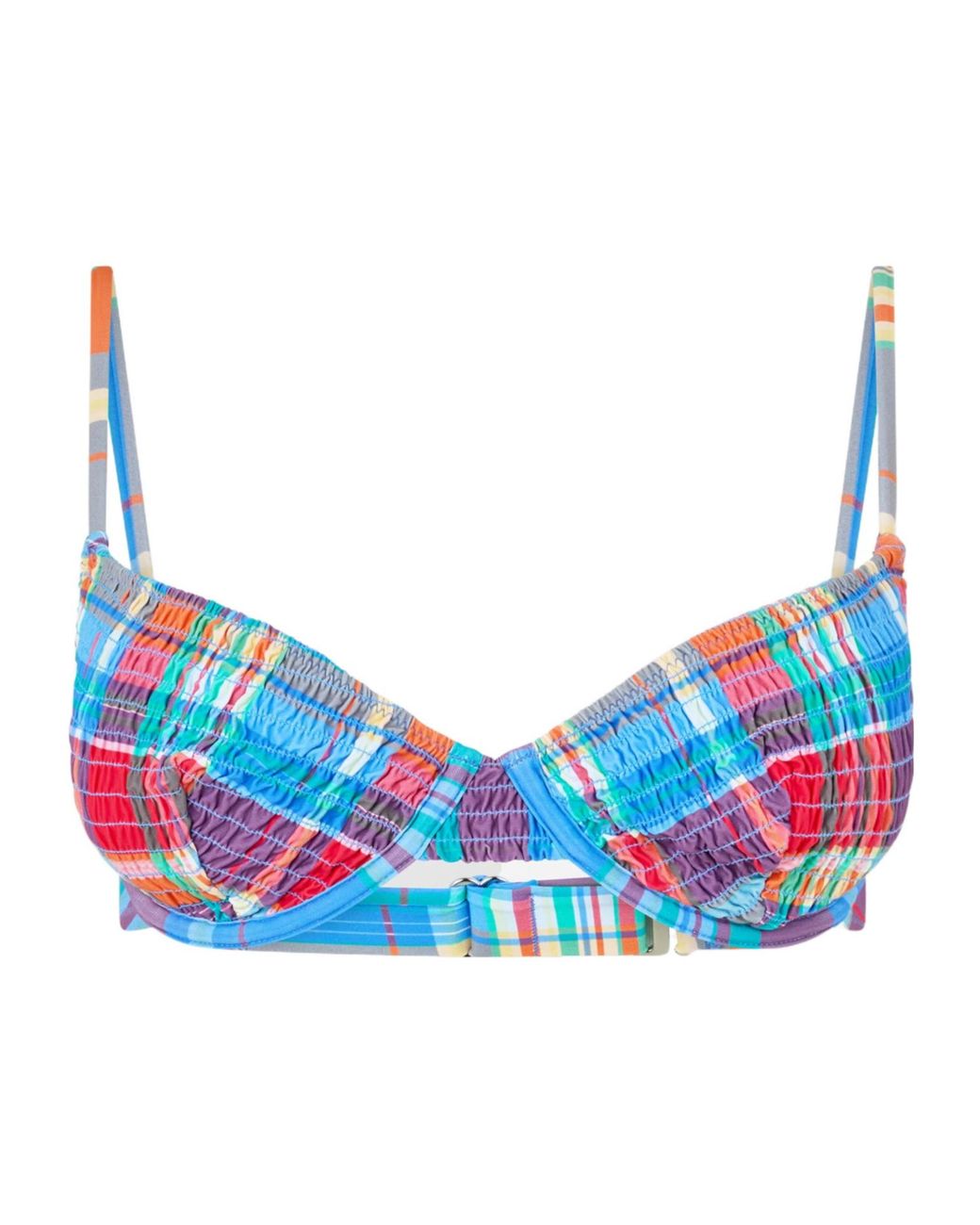 Polo Ralph Lauren Blue Pleated Printed Bikini Top
