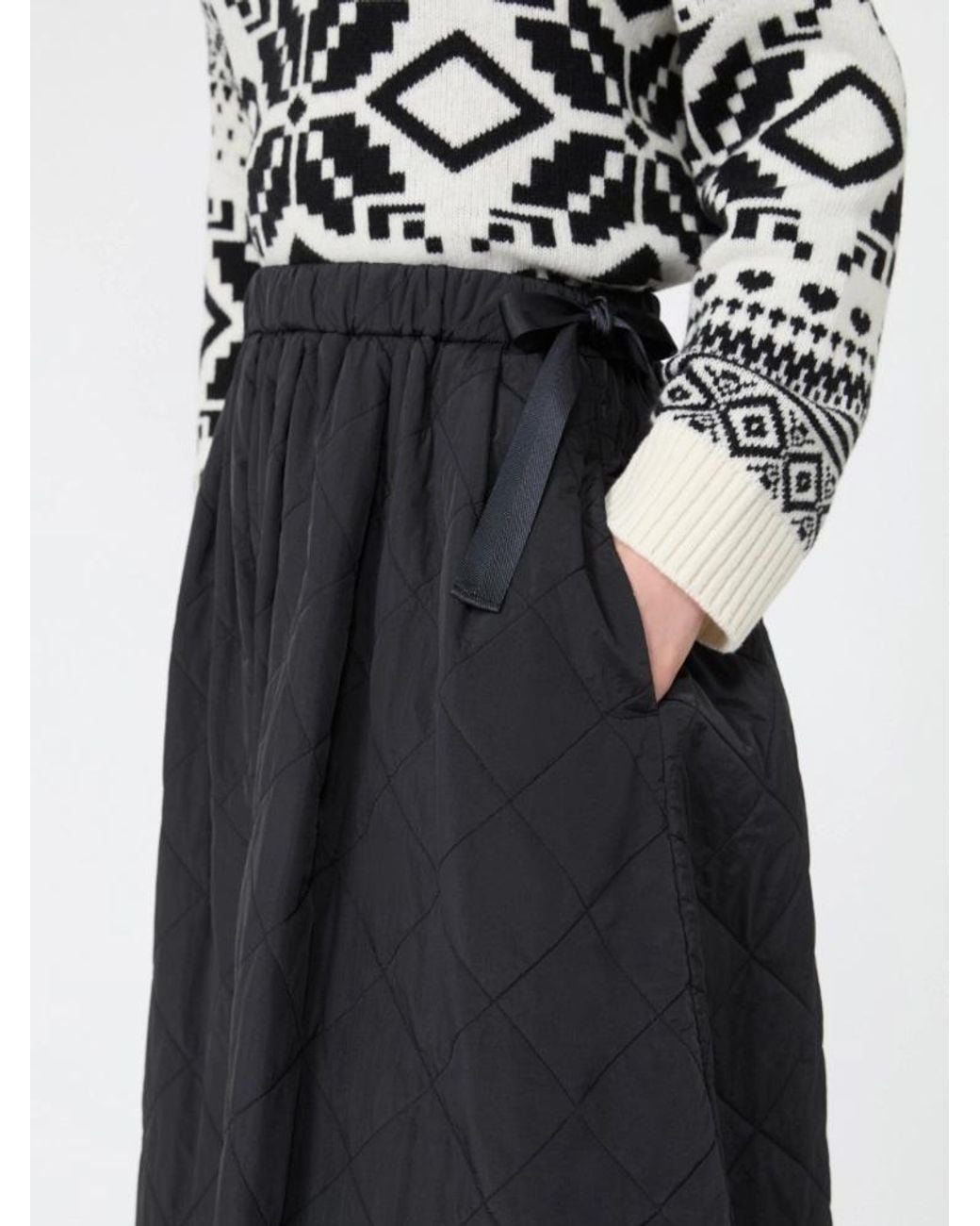 Weekend by Maxmara Blue Technical Plain-Weave Fabric Flared Skirt