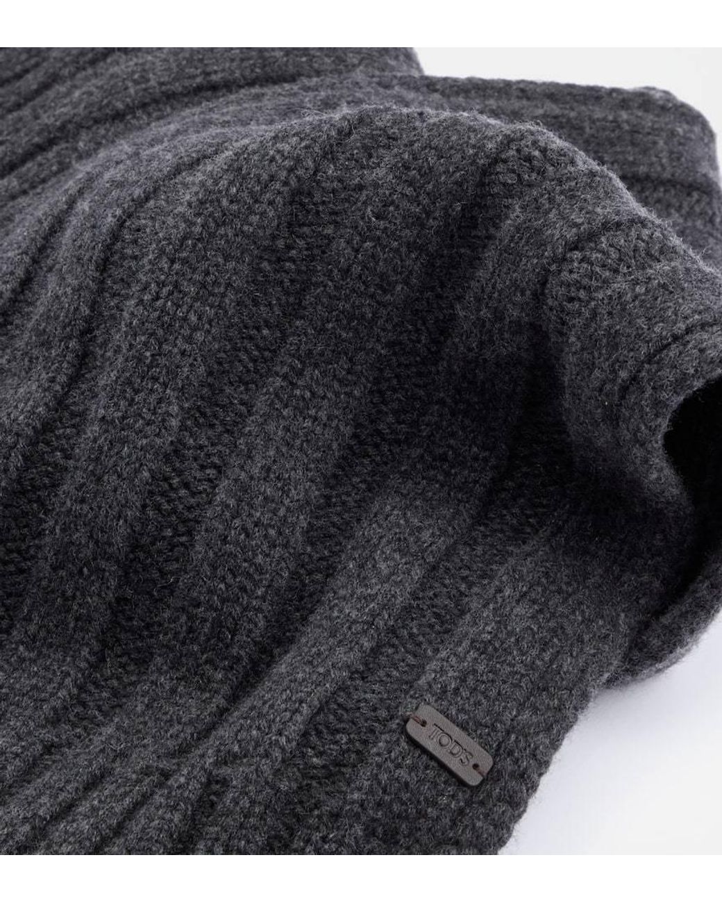 Tod's Black Ribbed-Knit Scarf for men