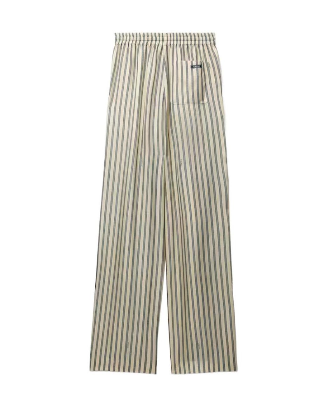 Versace Gray Meandros Print Wide-Leg Pants