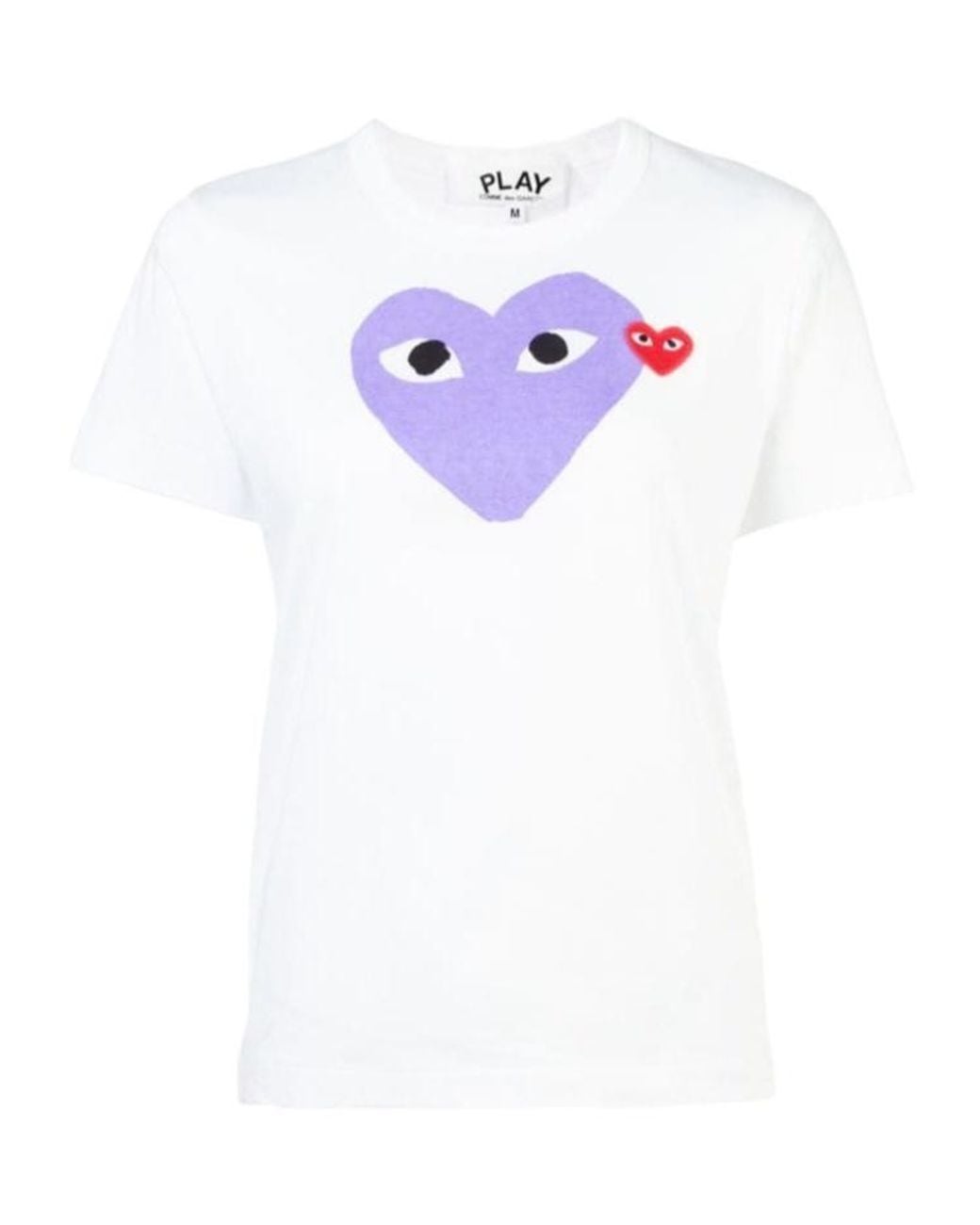 COMME DES GARÇONS PLAY White Comme Des Garçons Play Heart Printed Crewneck T-Shirt