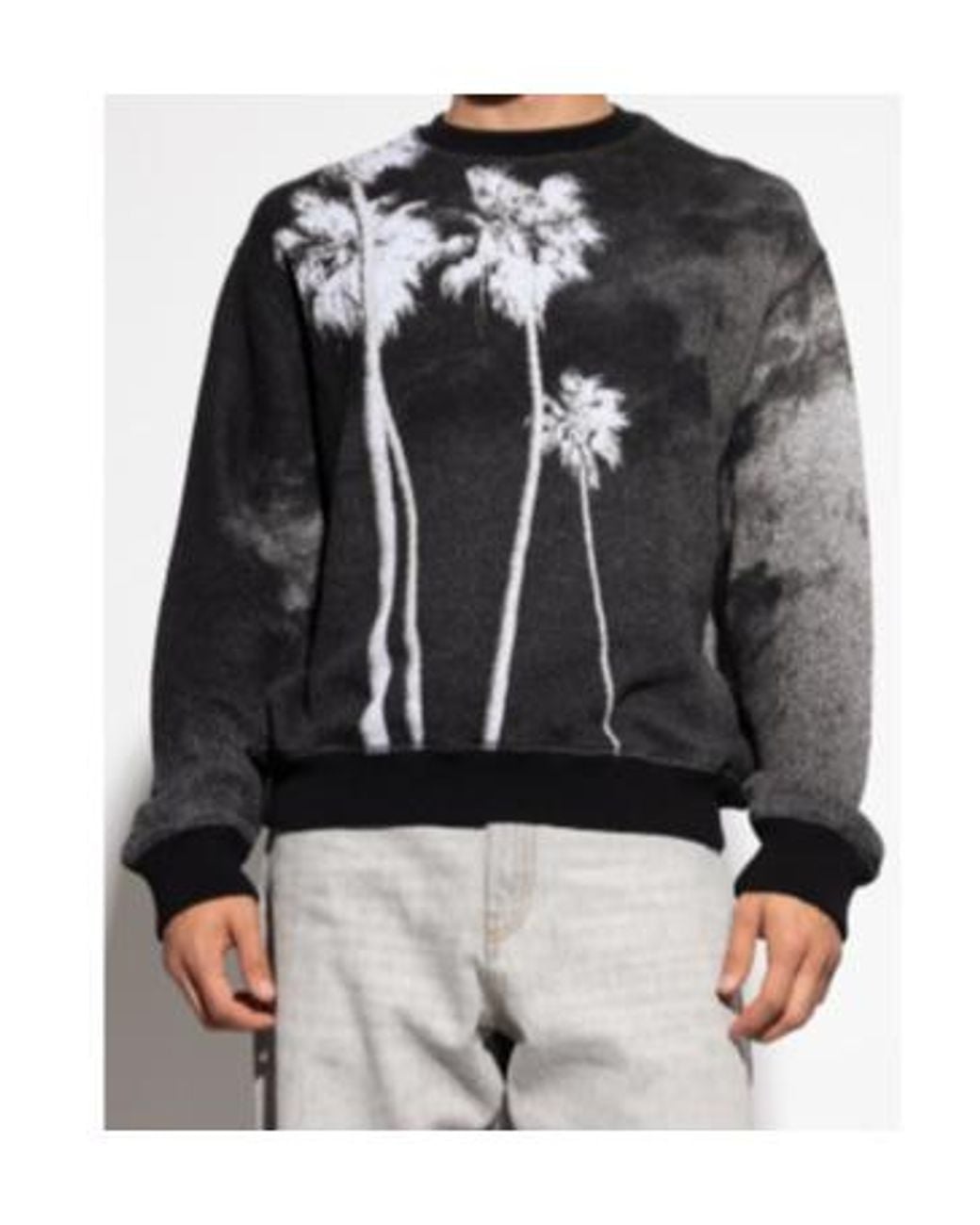Palm Angels Gray Graphic Printed Sweatshirt for men