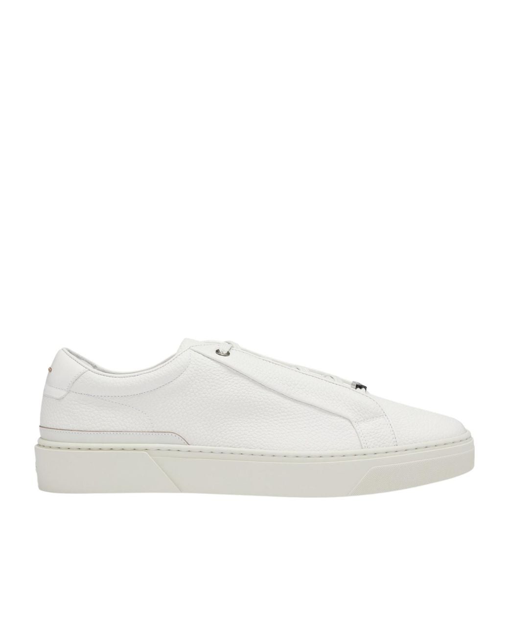 Boss White Lace-Up Low-Top Sneakers for men