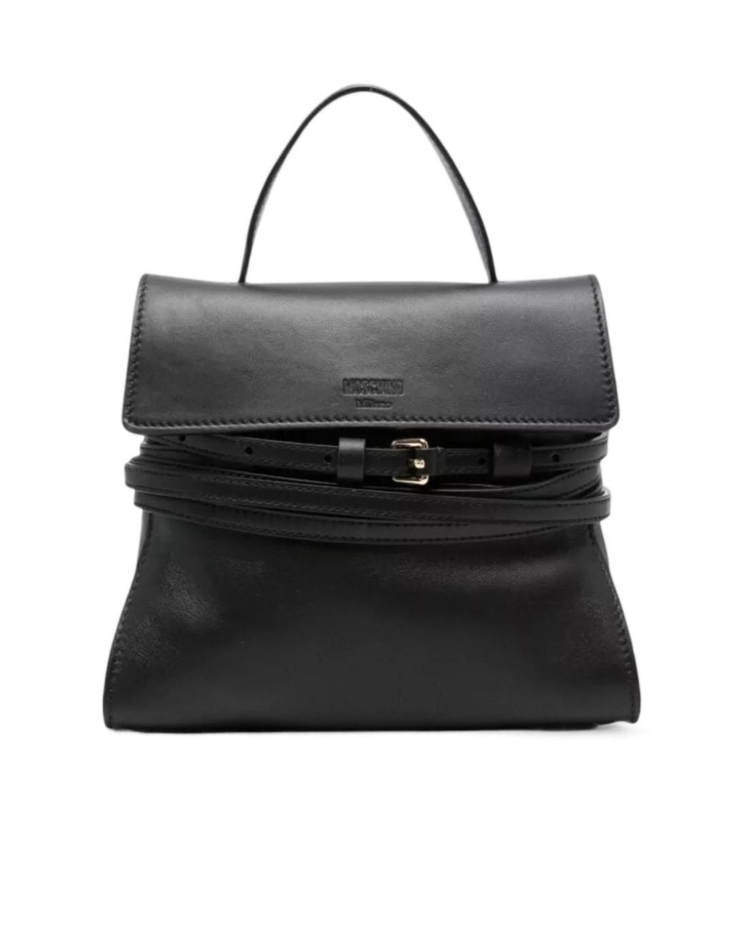 Moschino Black Belt-Detail Shoulder Bag