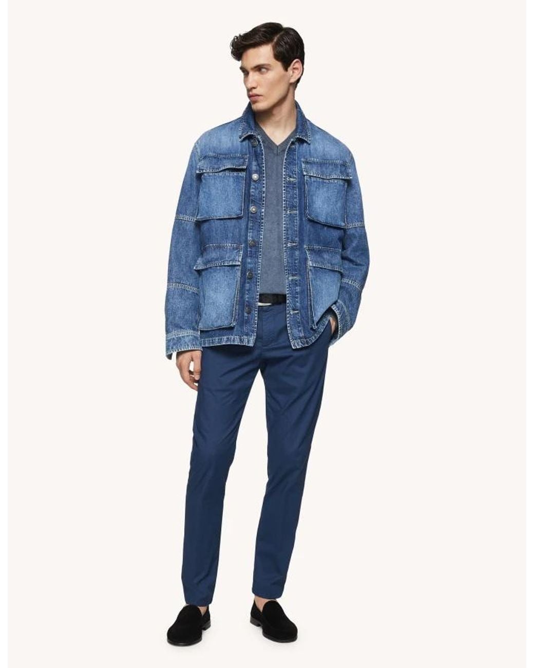 Dondup Blue Belt-Loop Casual Trousers for men